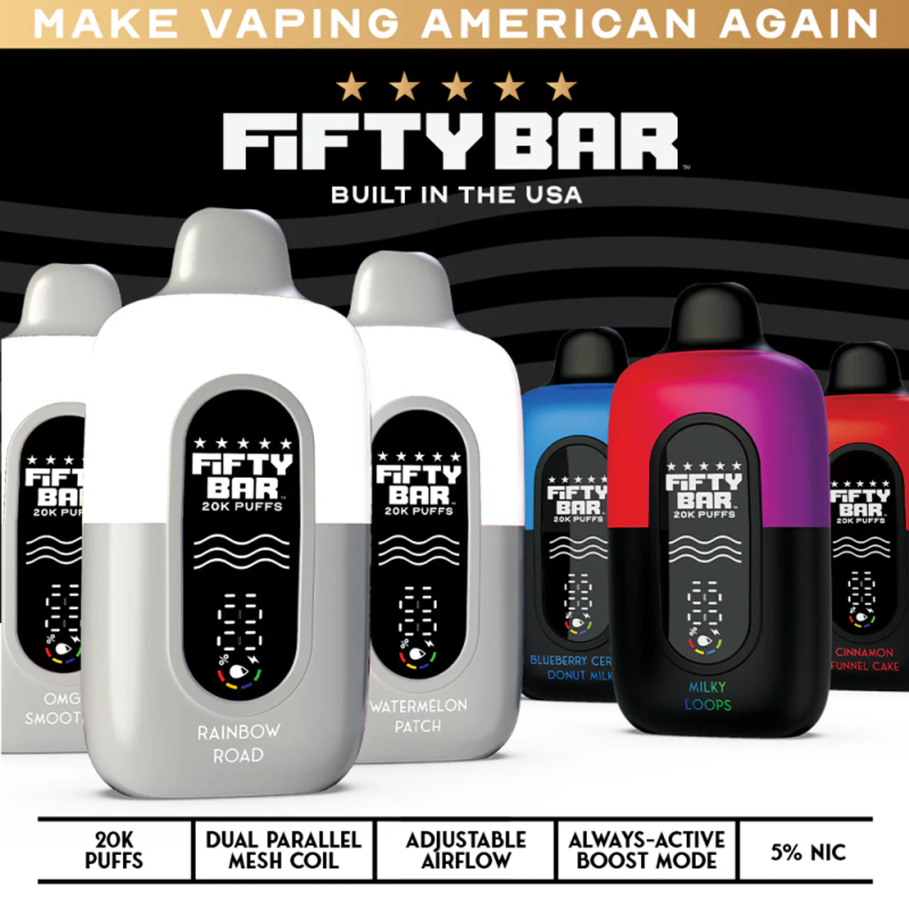 Fifty Bar 20K Disposable Vape - Tobacco