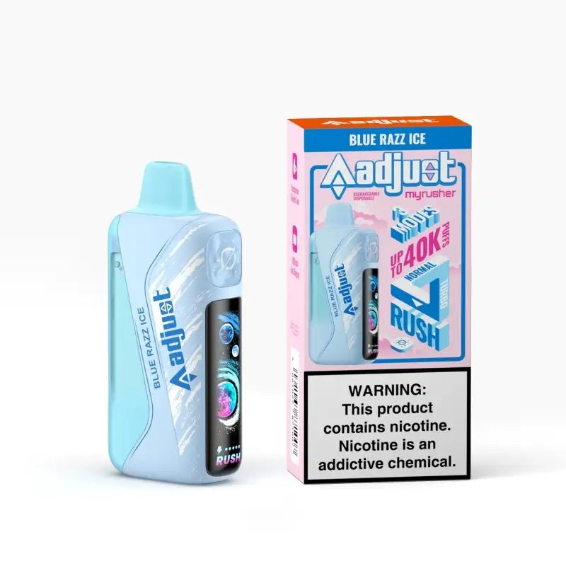 Adjust Disposable Vape Blue Razz Ice Adjust Myrusher 40K Disposable Vape (5%,40000 Puffs)