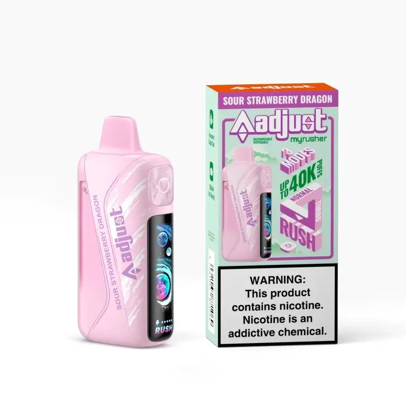 Adjust Disposable Vape Sour Strawberry Dragon Adjust Myrusher 40K Disposable Vape (5%,40000 Puffs)