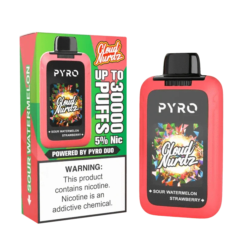 Daddy's Vapor Disposable Vape Sour Watermelon & Strawberry PYRO Duo x Cloud Nurdz 30K Disposable (5%, 30000 Puffs)