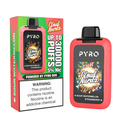 Daddy's Vapor Disposable Vape Sour Watermelon & Strawberry PYRO Duo x Cloud Nurdz 30K Disposable (5%, 30000 Puffs)