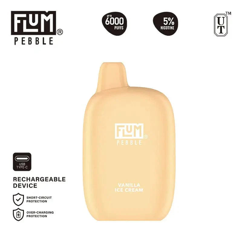 Flum Disposable Vape Vanilla Ice Cream Flum Pebble Disposable Vape (5%, 6000 Puffs)