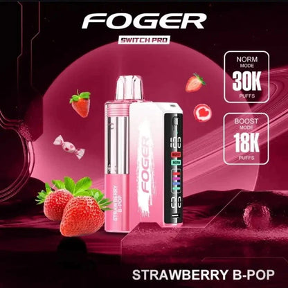 Foger Disposable Vape Strawberry B-Pop Foger Switch Pro 30K Disposable Vape (5%, 30000 Puffs)