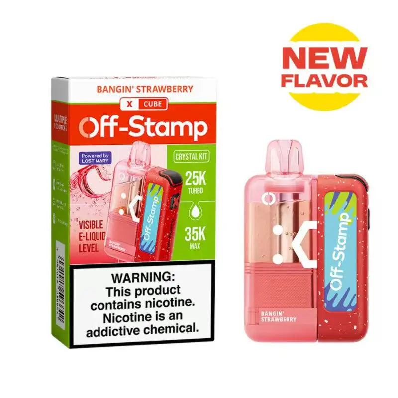 Lost Mary Disposable Vape Bangin' Strawberry Off-Stamp X-CUBE Crystal 35K Disposable Kit (5%, 35000 Puffs)