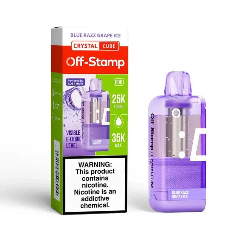 Lost Mary Disposable Vape Blue Razz Grape Ice Off-Stamp X-CUBE Crystal 25K Disposable Kit (5%, 25000 Puffs)