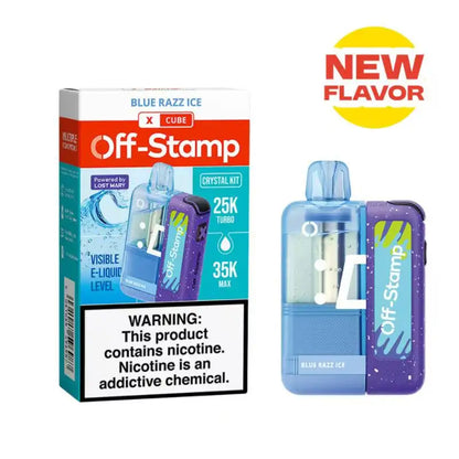 Lost Mary Disposable Vape Blue Razz Ice Off-Stamp X-CUBE Crystal 35K Disposable Kit (5%, 35000 Puffs)