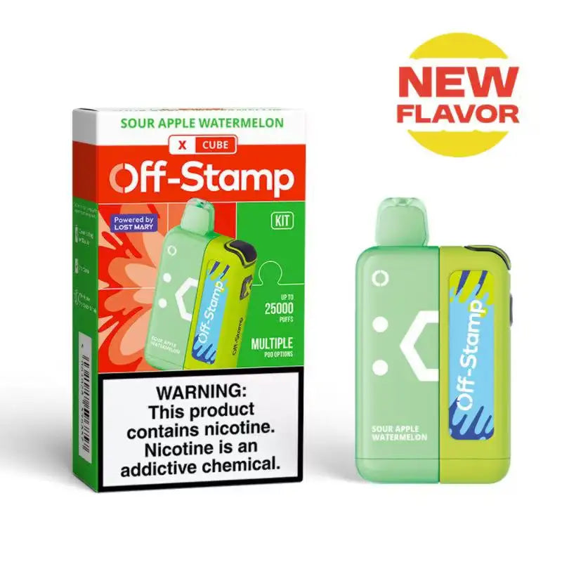 Lost Mary Disposable Vape Sour Apple Watermelon Off-Stamp X-CUBE 25K Disposable Kit (5%, 25000 Puffs)