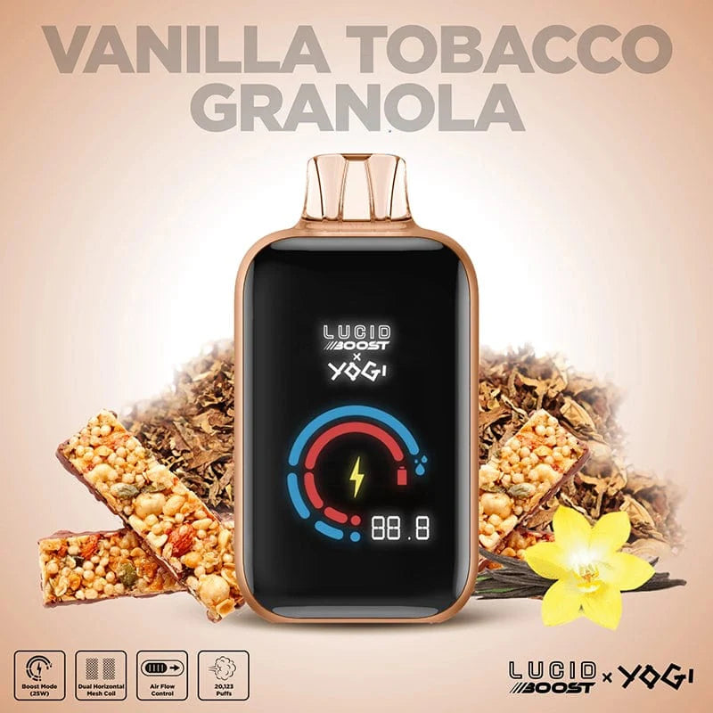 Lucid Air Disposable Vape Vanilla Tobacco - Yogi Lucid Boost Disposable Vape (5%, 20123 Puffs)