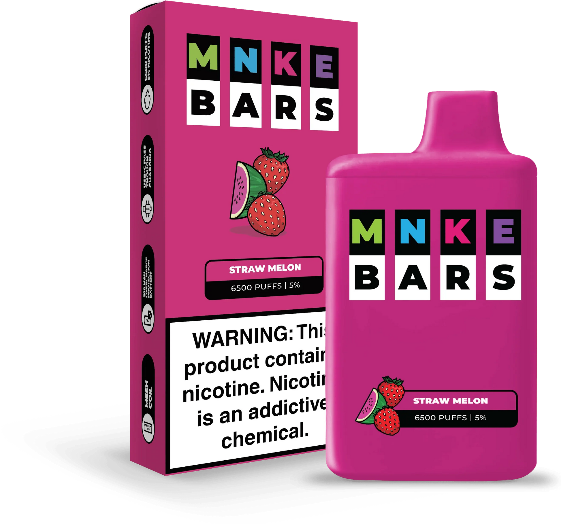 Vapetasia Disposable Vape Straw Melon MNKE Bars Disposable Vape (5%, 6500 Puffs)