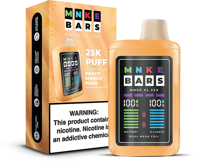 mnke bars xl 25k disposable vape peach mango pear