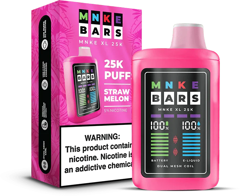 mnke bars xl 25k disposable vape straw melon