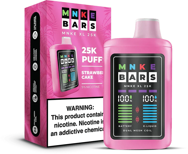 mnke bars xl 25k disposable vape strawberry cake