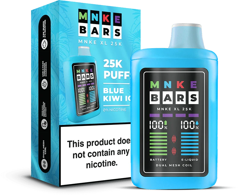 Vapetasia Disposable Vape Blue Kiwi Ice (0%) MNKE Bars XL 25K Disposable Vape (5%, 25000 Puffs)