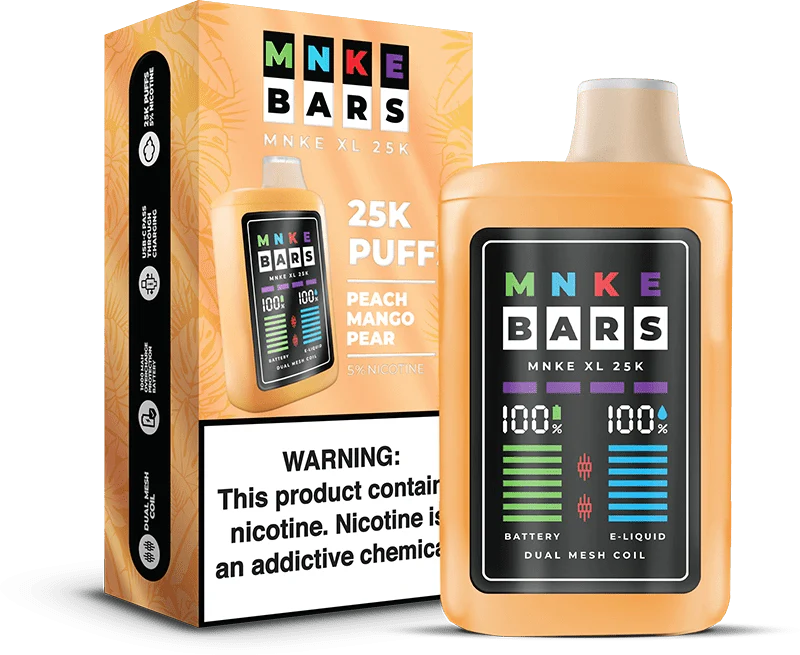 MNKE Bars XL 25K Disposable Vape Peach Mango Pear Flavor