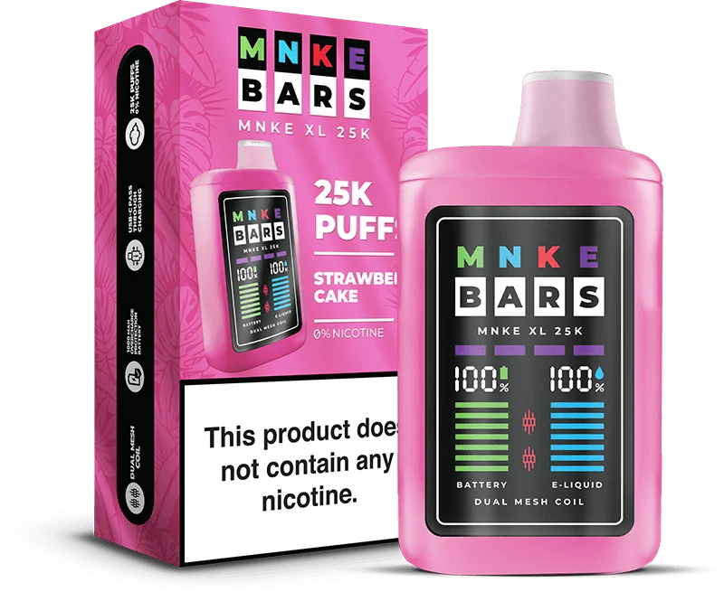 Vapetasia Disposable Vape Strawberry Cake (0%) MNKE Bars XL 25K Disposable Vape (5%, 25000 Puffs)