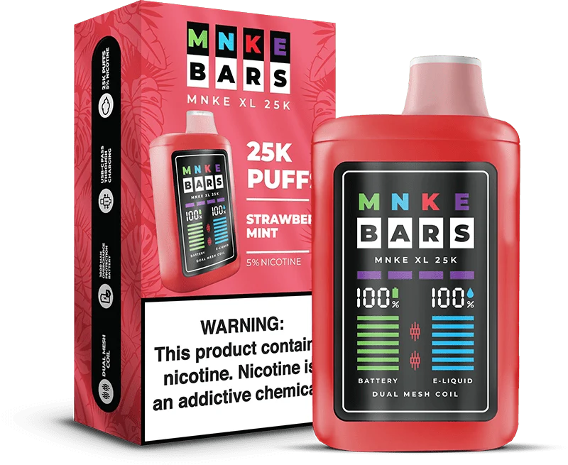 MNKE Bars XL 25K Disposable Vape Strawberry Mint Flavor