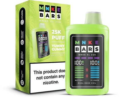 Vapetasia Disposable Vape Yummy Gummy (0%) MNKE Bars XL 25K Disposable Vape (5%, 25000 Puffs)