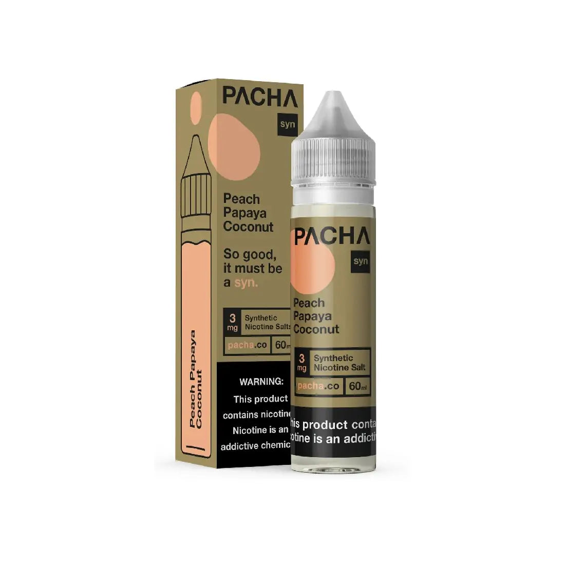 Pacha Syn Peach Papaya and Coconut Cream Vape Juice 60ml