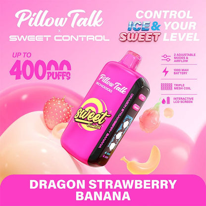 Pillow Talk Disposable Vape Dragon Strawberry Banana Pillow Talk SC40000 Ice & Sweet Control Disposable Vape (5%, 40000 Puffs)