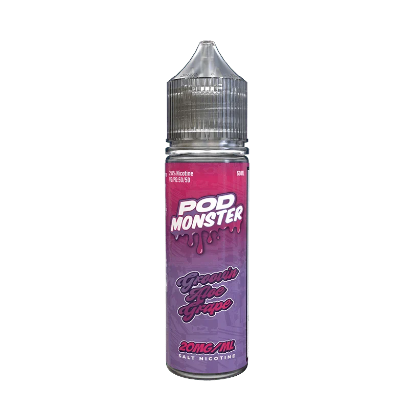 Pod monster salts groovin aloe grape synthetic vape juice 60ml 20mg