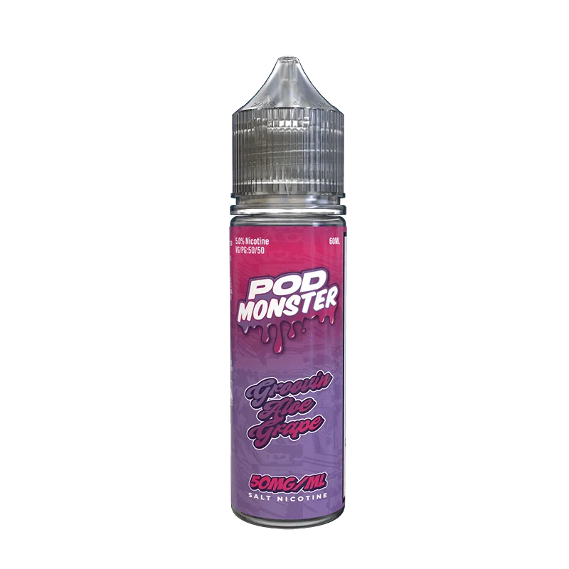 Pod monster salts groovin aloe grape synthetic vape juice 60ml 50mg