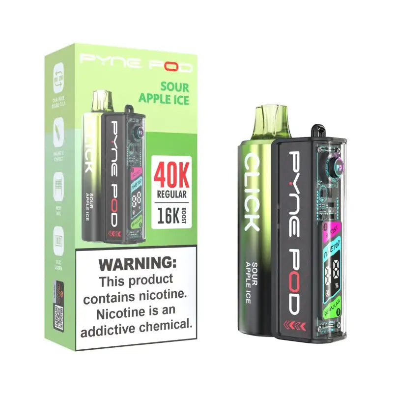 Pyne Pod Disposable Vape Sour Apple Ice Pyne Pod Click 40K Disposable Vape Kit (5%, 40000 Puffs)
