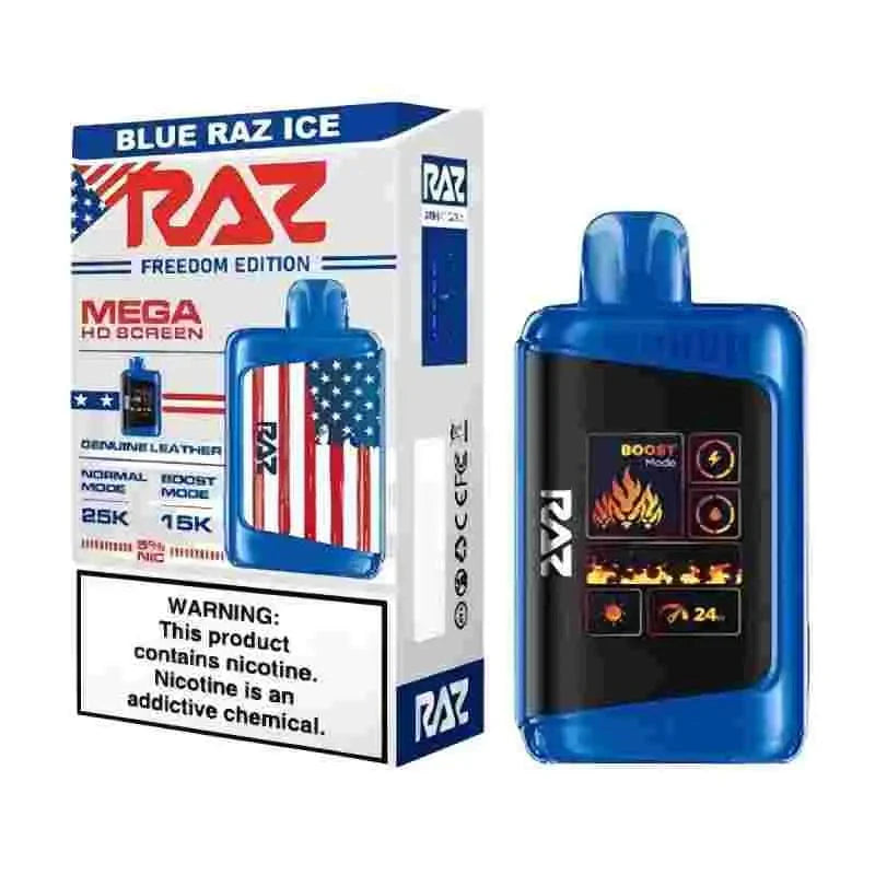 RAZ Disposable Vape Blue Raz Ice (Freedom Edition) (New LTX Package) RAZ DC25000 Disposable Vape (5%, 25000 Puffs)