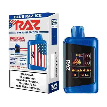 RAZ Disposable Vape Blue Raz Ice (Freedom Edition) (New LTX Package) RAZ DC25000 Disposable Vape (5%, 25000 Puffs)
