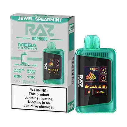 RAZ Disposable Vape Jewel Spearmint (West Coast Exclusive Flavor) (New LTX Package) RAZ DC25000 Disposable Vape (5%, 25000 Puffs)