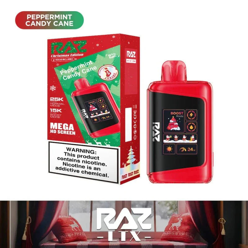 RAZ Disposable Vape Peppermint Candy Cane (Christmas Edition) RAZ DC25000 Disposable Vape (5%, 25000 Puffs)