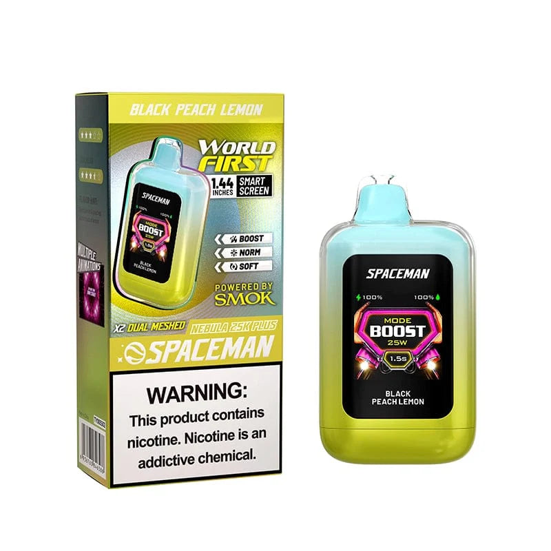 SMOK Spaceman Nebula 25K Plus Disposable Vape Black Peach Lemon Flavor