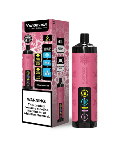 VAPGO Disposable Vape Strawberry Ice VAPGO Chill Shisha 30K 3-Level Control Disposable (0.6% 30,000 Puffs)