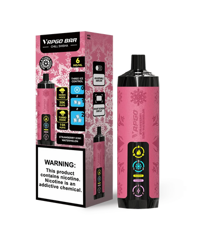 VAPGO Disposable Vape Strawberry Kiwi Watermelon VAPGO Chill Shisha 30K 3-Level Control Disposable (0.6% 30,000 Puffs)