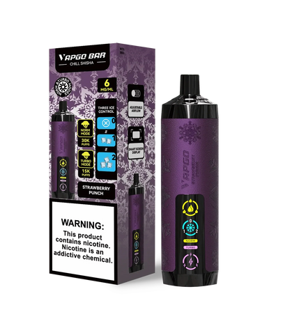 VAPGO Disposable Vape Strawberry Punch VAPGO Chill Shisha 30K 3-Level Control Disposable (0.6% 30,000 Puffs)